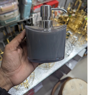 Picture of Premium multicolor manual soap dispenser made from durable acrylonitrile styrene plastic featuring a sleek chrome-finished pump and freestanding square design perfect for enhancing your modern bathroom vanity or kitchen sink countertop decor.-Multicolor