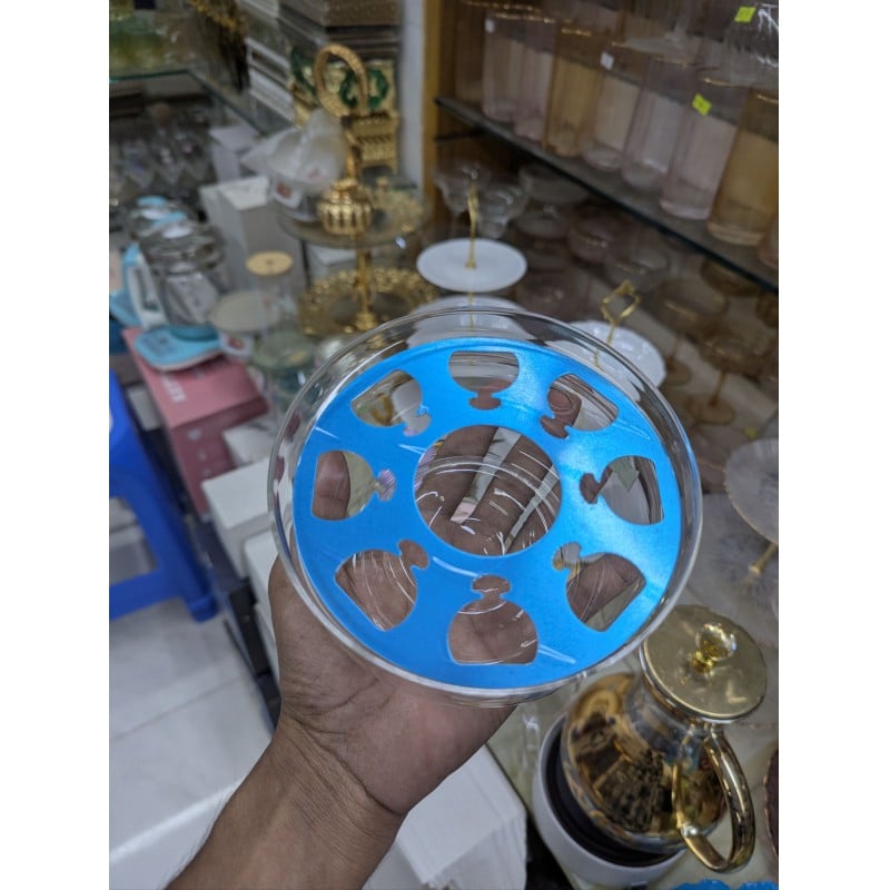 Picture of Premium Borosilicate Glass Teapot Warmer with Stylish Blue Aluminum Alloy Heating Plate for Keeping Your Favorite Tea Coffee and Milk Warm at Home or Office Perfectly Every Single Day and Night.-Multicolor