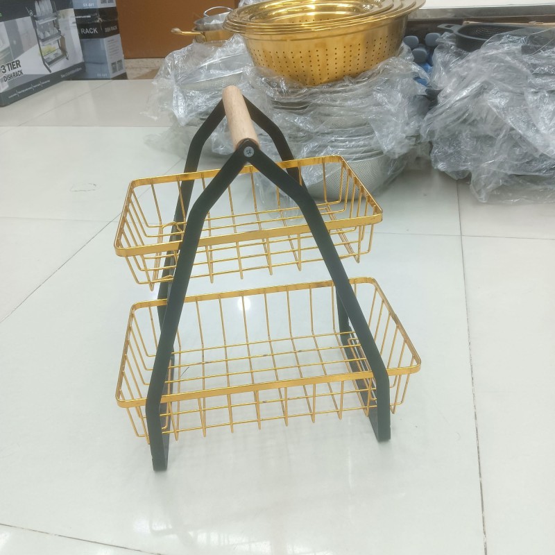 Picture of 1 pcs 2-Tier Countertop Fruit Basket Storage, Vegetable Rack Bread Display Stand for Kitchen-Multicolor