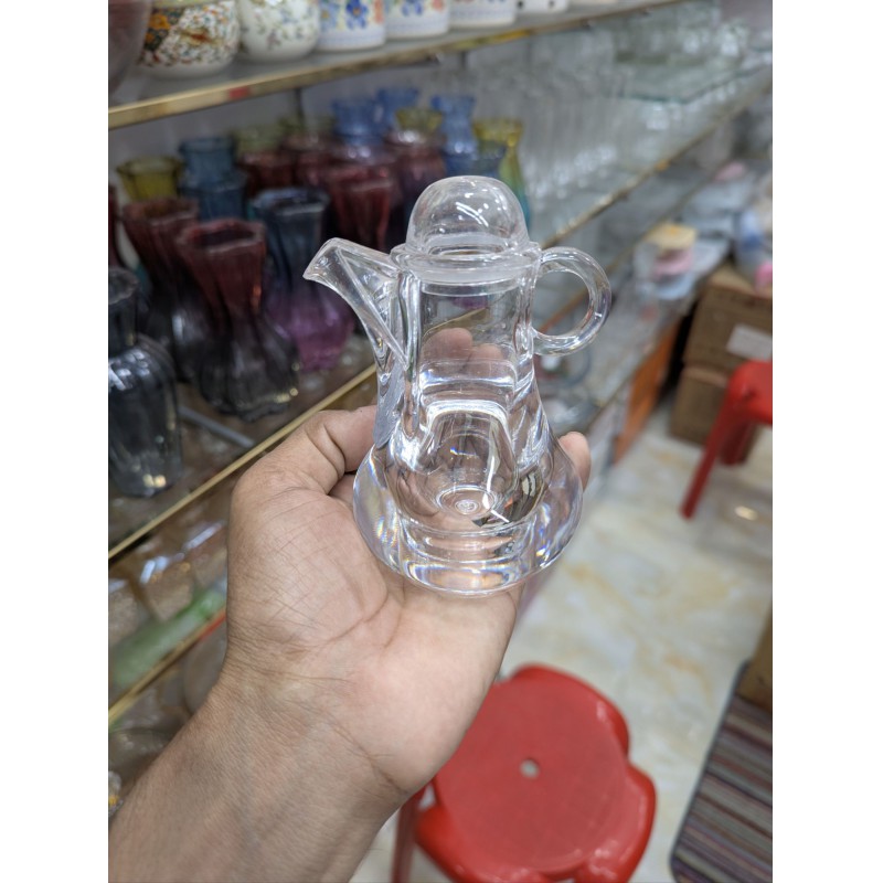Picture of Premium Clear Glass Cruet Dispenser with Ergonomic Handle and Stopper for Serving Olive Oil Vinegar or Liturgical Water and Wine in Kitchens Restaurants and Church Services Featuring a Durable Leakproof Pouring Spout-Multicolor