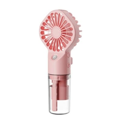 Picture of Portable Handheld Misting Fan with USB Rechargeable Battery and 4-Speed Adjustable Cooling Airflow for Outdoor Travel and Personal Desktop Use in Summer.-Multicolor