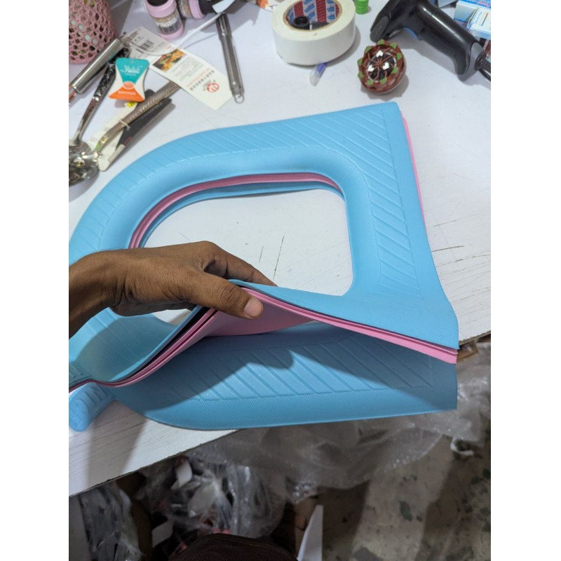 Picture of Waterproof EVA Foam Toilet Seat Cover Padded Cushion with Hygienic Lifter Handle for Universal Bathroom Toilets-Multicolor