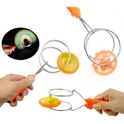 Picture of multiple color light  Gyro Wheel Light-Up Yoyo Rail Twirler Rainbow Spinning Toy-Multicolor