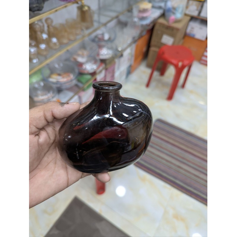 Picture of Authentic Hand-Blown Amber Glass Demijohn Bottle Vintage French Country Style Decorative Wine Vessel and Collectible Antique Glass Vase Perfect for Rustic Farmhouse Home Decor and Unique Interior Design Statement Piece for Enthusiasts.-Multicolor