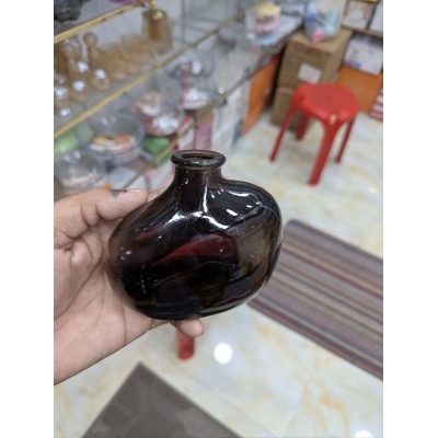 Picture of Authentic Hand-Blown Amber Glass Demijohn Bottle Vintage French Country Style Decorative Wine Vessel and Collectible Antique Glass Vase Perfect for Rustic Farmhouse Home Decor and Unique Interior Design Statement Piece for Enthusiasts.-Multicolor