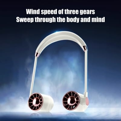 Picture of Portable Neck Fan, Hands-Free Wearable Personal Fan with 3 Wind Speeds, 360 Degree Rotation Angle, USB Rechargeable Wearable Neck Fan for Office Outdoor Travel Sports Exercise and Hot Summer Days Relief-Multicolor