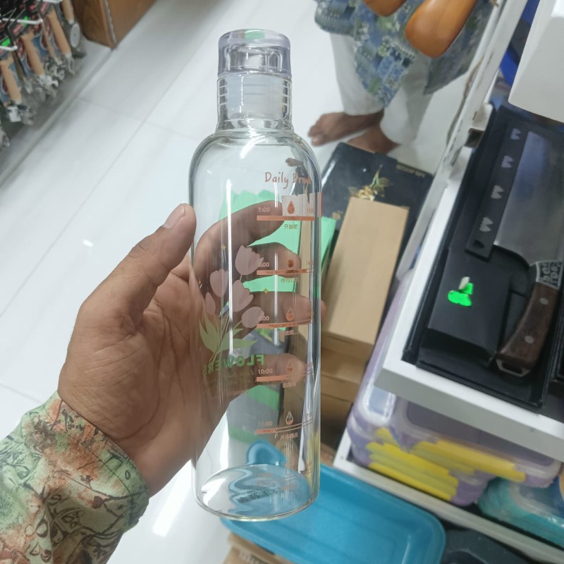 Picture of Leakproof Glass Water Bottle – 500ml Capacity – Transparent Drinkware for Travel, Gym, Fitness – Drop-Resistant, Durable Design – Made from Glass and Plastic – Ideal for Outdoor and Everyday Use-Multicolor