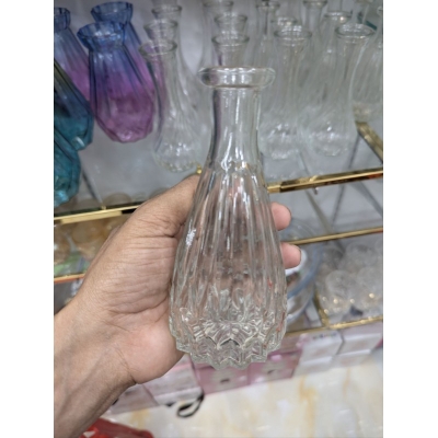 Picture of Elegant Clear Glass Bud Vase Vintage Style Small Flower Bottle with Embossed Diamond Pattern for Wedding Centerpieces Tabletop Home Decor Modern Minimalist Hydroponic Floral Arrangement Single Stem Decorative Glassware 3.5 Inch Tall-Multicolor