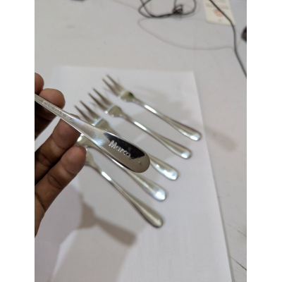 Picture of Premium Stainless Steel Two Prong Fruit Dessert Forks Set - Elegant Bistro Cocktail Appetizer Tasting Cutlery For Home Party Catering-Silver