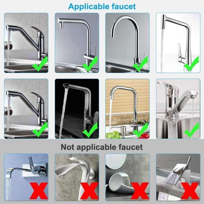 Picture of Moveable Kitchen Tap Head 360° Adjustable Spray Nozzle with Water Saving Filter, Internal Thread Connector Swivel Bubbler, White ABS Stainless Steel, Easy Installation for Bathroom and Sink Faucet Use.-white