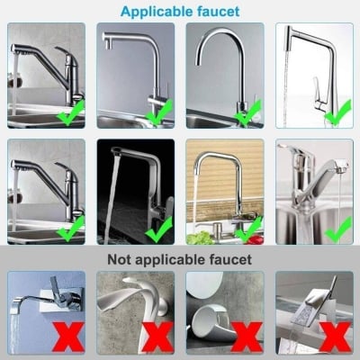 Picture of Moveable Kitchen Tap Head 360° Adjustable Spray Nozzle with Water Saving Filter, Internal Thread Connector Swivel Bubbler, White ABS Stainless Steel, Easy Installation for Bathroom and Sink Faucet Use.-white