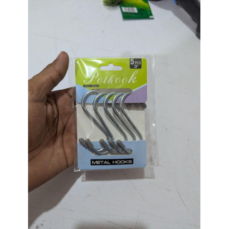 Picture of 5-Piece Set of Durable 3-Inch S-Shaped Metal Pothooks for Versatile Home Organization, Heavy-Duty Stainless Steel Hanging Hooks Ideal for Kitchen Utensils, Bathroom Towels, Garden Tools, and Space-Saving Closet Storage Solution-Multicolor