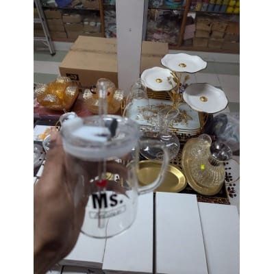Picture of Premium Heat Resistant Borosilicate Square Glass Mug with Handle, Leakproof Lid, and Reusable Glass Straw – 400ml Stylish Printed Sipper Tumbler for Iced Coffee, Milk, Fresh Juice, and Daily Water Hydration Uses-Multicolor