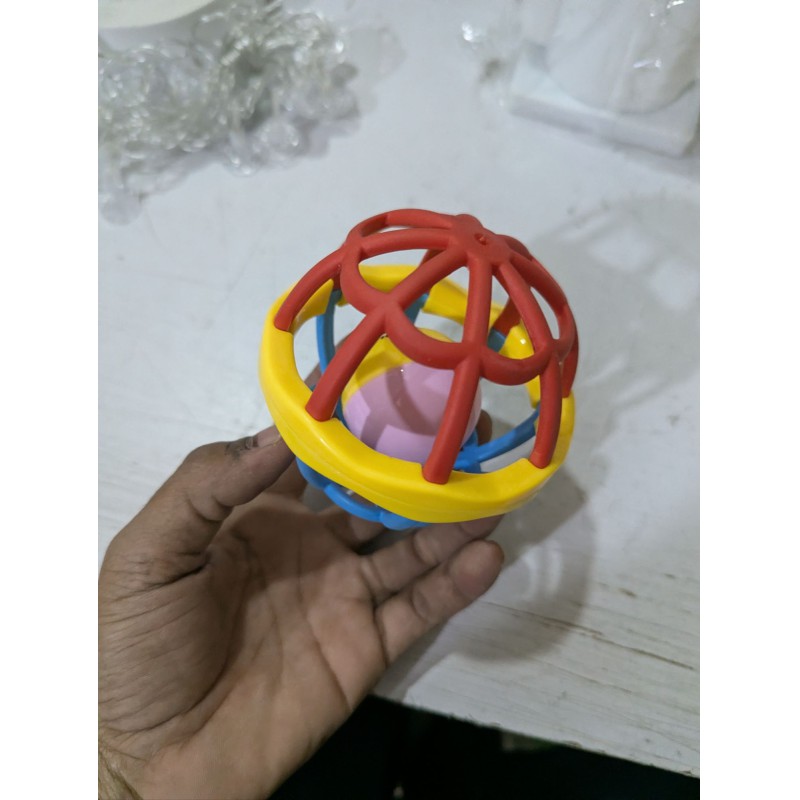 Picture of Premium Baby Plastic Soothing Rattle Toy, Soft Silicone Bendy Ball with Gentle Jingle Sound, BPA-Free Early Education Puzzle Hand Ball for Newborns and Infants 0-3-6 Months, Stimulates Sensory and Motor Skills Development.-Multicolor