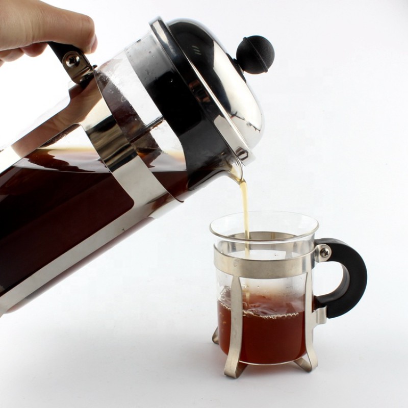 Picture of 600 ml French Press Coffee Maker, Glass Classic Copper Coffee Press, Cold Brew Heat Resistant Thickened Borosilicate Coffee Pot-Multicolor