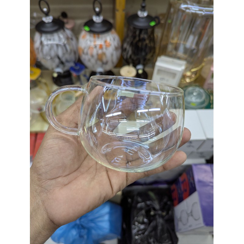 Picture of Premium Clear Double Wall Insulated Glass Coffee Mug Microwave and Dishwasher Safe Borosilicate Glass Cup for Milk Chocolate Beverage Mocha Cappuccino and Green Tea Lovers with Modern Minimalist Design Style.-Multicolor