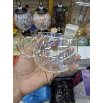 Picture of Premium Clear Double Wall Insulated Glass Coffee Mug Microwave and Dishwasher Safe Borosilicate Glass Cup for Milk Chocolate Beverage Mocha Cappuccino and Green Tea Lovers with Modern Minimalist Design Style.-Multicolor