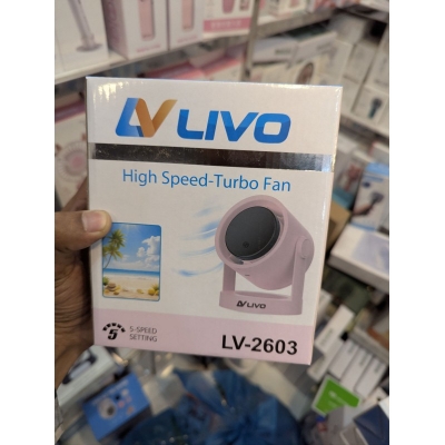 Picture of Livo LV-2601 High Speed Turbo Fan Rechargeable Portable Desktop Cooling Solution with 5 Speed Settings Digital Display and USB Type-C Charging Port for Personal Use Home Office Study and Outdoor Travel.-Multicolor