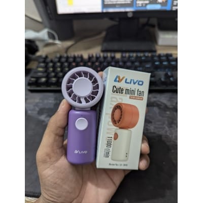 Picture of LIVO LV-2610 Cute Mini Fan is a powerful turbo-powered handheld rechargeable cooling device with 11000 r/min motor speed, ideal for personal travel use, outdoor activities, office desks, and quick summer heat relief.-Multicolor