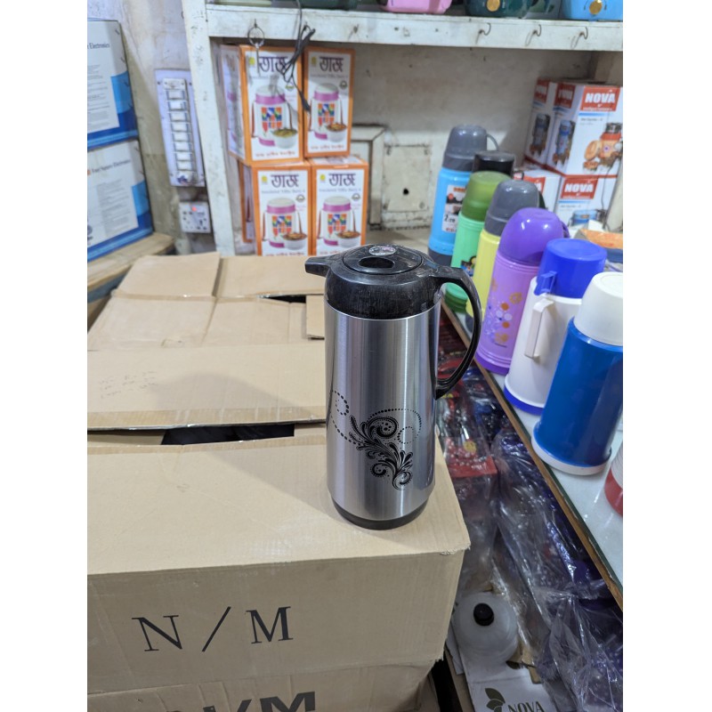 Picture of Premium 1.8L Silver Stainless Steel Vacuum Flask Featuring a High Quality Glass Refill Inner Liner for Superior Thermal Insulation Keeping Your Coffee and Tea Hot for Many Hours During Daily Use.-silver