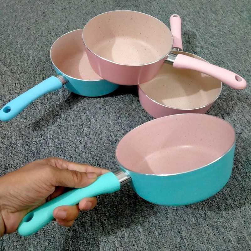 Picture of 1pcs16cm Mini Classic-Style Soup Pan Pot Set Aluminum Non-Stick with Handle Gas Cooker Compatible Non-Stick Sauce Pan Stock Milk Pan multiple color-Multicolor