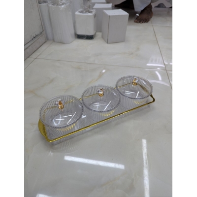 Picture of Multifunctional Dessert, Nut, and Candy Dish Set on Serving Platter round shape-Multicolor