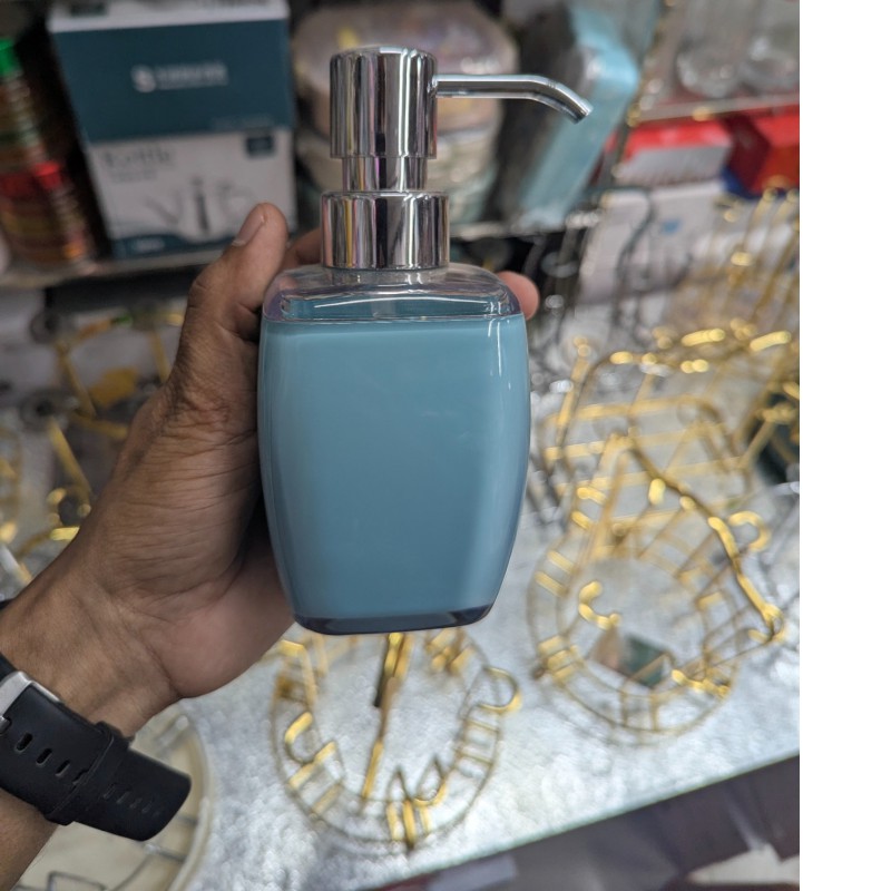 Picture of Vibrant multicolor square acrylic soap dispenser featuring a premium chrome-finish pump mechanism perfect for enhancing your bathroom vanity decor or modern kitchen sink countertop with a stylish and contemporary touch of color.-Multicolor