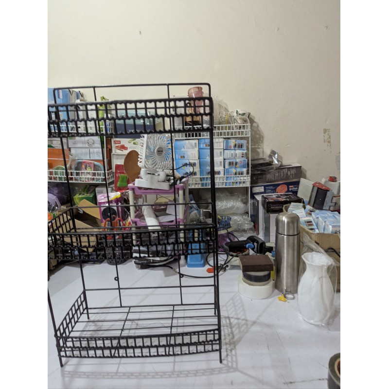 Picture of 3 Tier Black Metal Spice Rack Organizer Countertop Spice Shelf Standing Holder for Kitchen Pantry Cabinet-Black