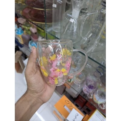Picture of Heat-Resistant Double-Layer Tea & Coffee Mug with Unique Real Flower Filler-Multicolor