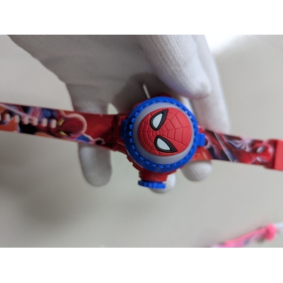 Picture of Marvel Spiderman Kids Digital Watch for Boys and Girls with Flip Cover and Flash Light Effect Feature Stylish Red Silicone Strap Childrens Cartoon Character Toy Wristwatch Perfect for Birthday Gifts.-Red
