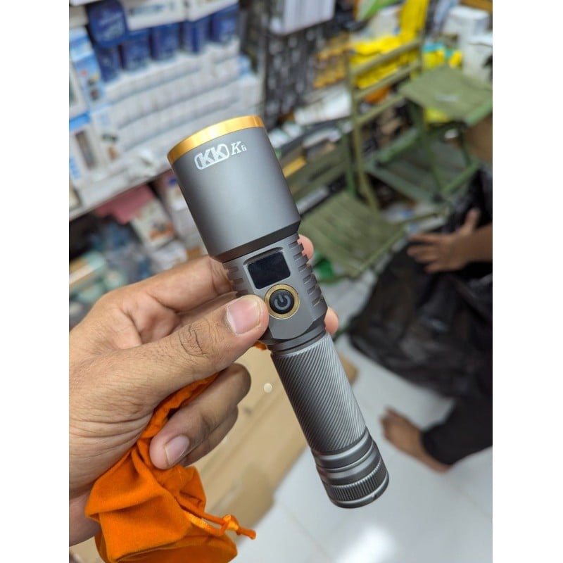 Picture of KK K7 Professional Tactical Flashlight with High Power Laser LED 2km Long Beam Range Zoomable Focus Rechargeable 6000mAh Battery for Hunting Camping Outdoor Exploration and Heavy Duty Professional Search Operations Use.-Multicolor