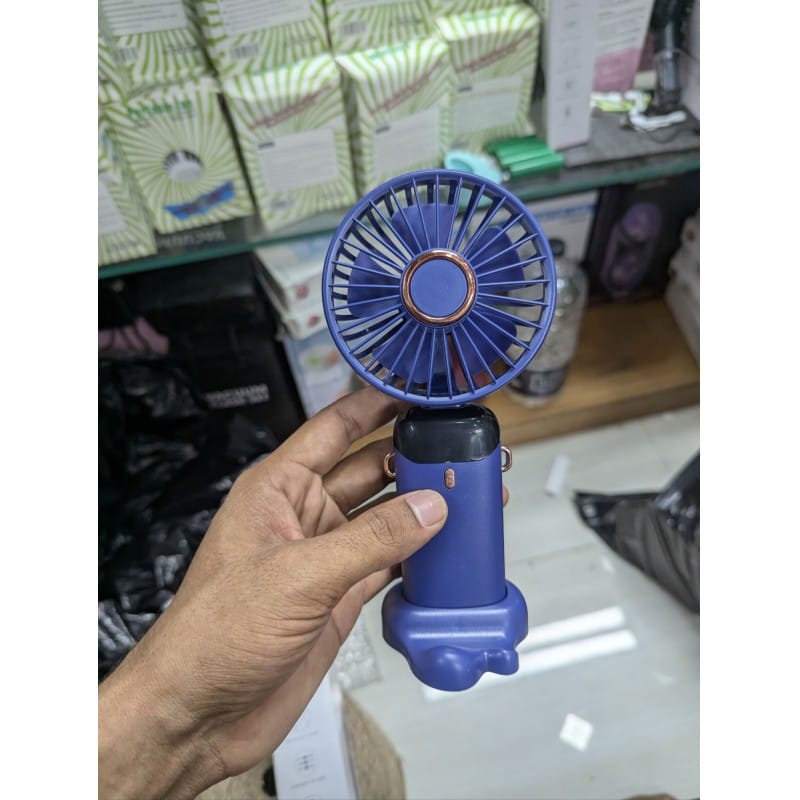 Picture of N15 Handheld Fan Portable USB Rechargeable Mini Fan with LED Digital Display and 5 Speed Settings Foldable Neck Fan for Travel Home Office Use High Capacity Battery Long Lasting Cooling Performance Purple.-Multicolor