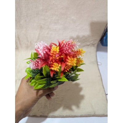 Picture of Vibrant Artificial Mini Pine Cone Potted Plant with Colorful Shrub Bonsai Flowers for Home, Office, and Indoor Tabletop Decoration-Multicolor