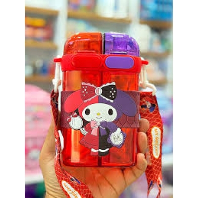 Picture of Sanrio Melody Kuromi Hello Kitty Double Drink Plastic Water Cup with Straw 640ml Large Capacity Kawaii Cartoon Square Bottle Kids Gift Leak Proof Food Grade Plastic Red Mug Household Drinkware-red