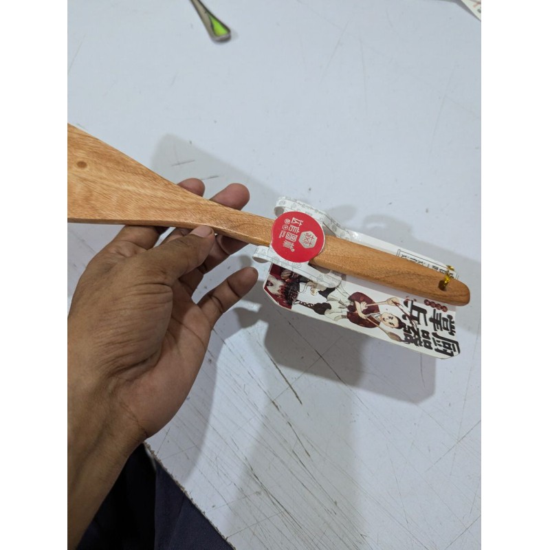 Picture of Premium Natural Wooden Wok Spatula Long Handled Stir Fry Turner Non Stick Kitchen Utensils Cooking Scraper-Brown