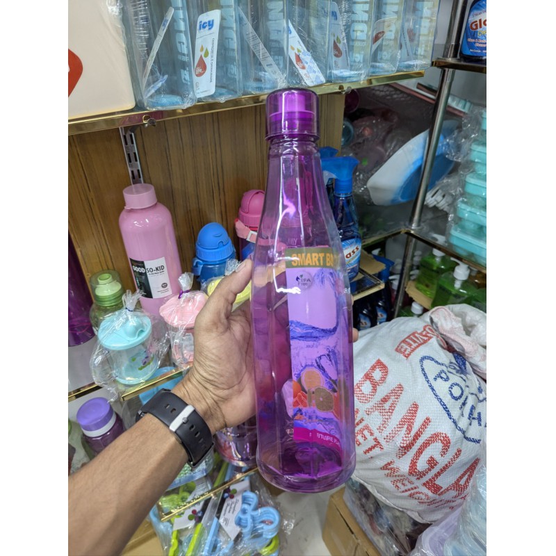 Picture of Smart Breez BPA-Free Plastic Water Bottle 1L 1.5L – High Strength Clear Reusable Odorless Leakproof Fridge, Office, Gym, School, Sports Hydration Essential, Food Grade Safe, Multipurpose Durable Design-Multicolor
