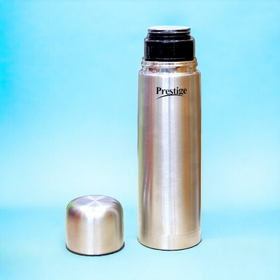 Picture of 1 pcs Prestige Thermopro Flask - 1000ml Stainless Steel Insulated Bottle, Sleek Silver Design, Keeps Drinks Hot or Cold for Hours-Silver
