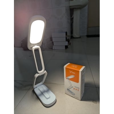 Picture of Yage YG-T125 Rechargeable LED Desk Lamp with 1200mAh Battery, 3 Brightness Levels, Eye-Caring Flicker-Free Technology, Foldable 3-Layer Design, USB Charging, Portable Table Light for Students, Home Office, Reading and Study Purposes.-White