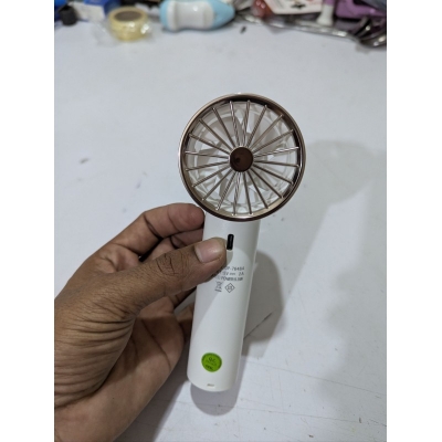 Picture of Duration Power DP-7648A Handheld High-Speed Fan White 2000mAh Rechargeable Battery Portable Cooling Solution for Outdoor Travel Summer Essentials Three Speed Adjustable Turbo Airflow with Type-C Charging Cable and Standing Desktop Base.-Multicolor