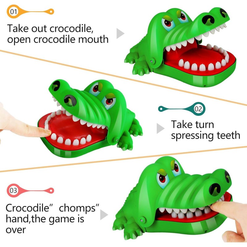 Picture of Crocodile Teeth Game Toy – Funny Alligator Dentist Bite Finger Game for Kids, Parties, and Family Fun. Exciting Toy for Children Aged 3+ Years. Perfect Gift for Any Occasion!-green