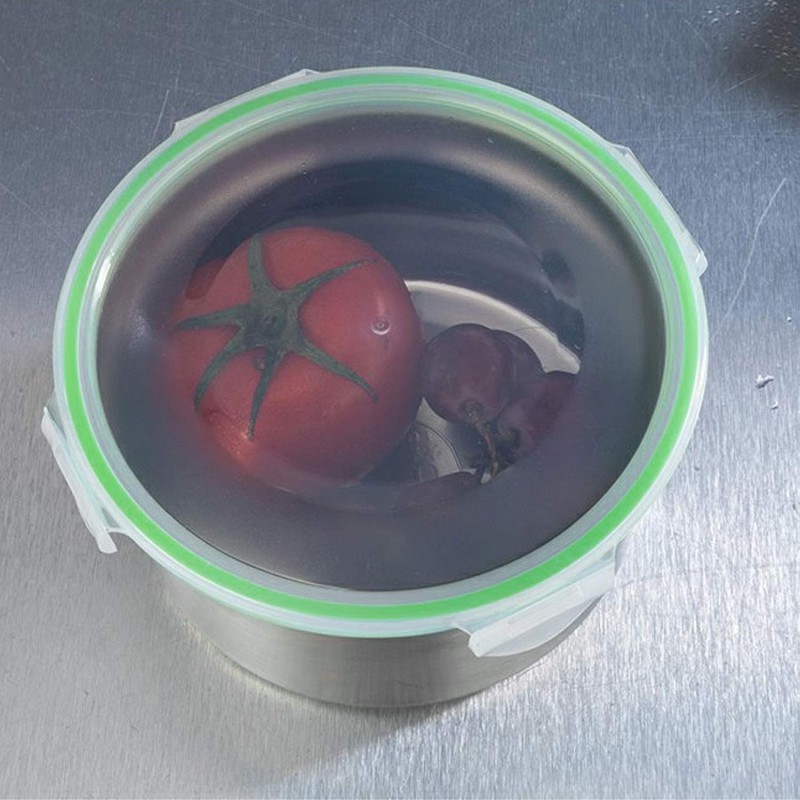 Picture of Preservation Bowl, Heat‑Resistant 304 Stainless Steel with Lid 3Pcs/Set Fridge Storage Box, for Home Refrigerator 15 cm,3cm & 11cm-Multicolor