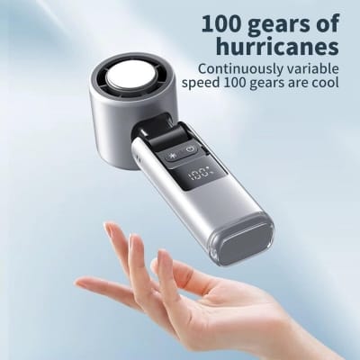 Picture of Handheld Turbo Fan with Ice Cooler, Portable High Speed Mini Fan with LED Display, 100-Speed Adjustable Foldable Cooling Fans for Travel, Office, Camping, Home - Ideal for Women & Men-Multicolor