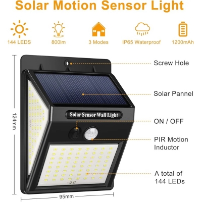 Picture of High-quality 30 LED solar motion sensor wall light for outdoor garden security features advanced IP65 waterproof technology to ensure long-lasting performance and bright illumination during heavy rain and harsh weather conditions.-Multicolor