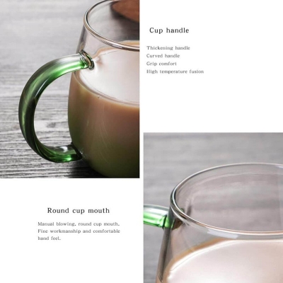 Picture of Pack of 2 Borosilicate Glass Mugs - 520ml, Microwave Safe, Scratch Resistant, Lightweight, Multicolor, No Lid, Round Shape, Ideal for Tea, Coffee, Hot & Cold Drinks, GPB27-ML Set.-Multicolor