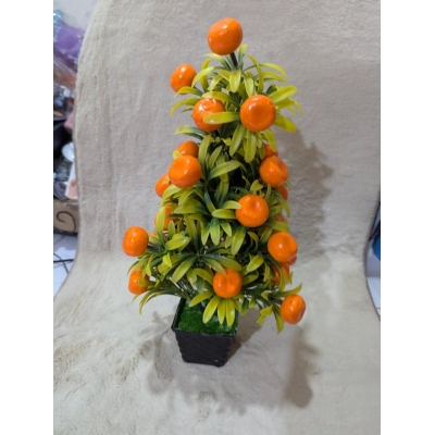 Picture of Realistic Artificial Orange Fruit Bonsai Tree in Black Pot for Home Office Indoor Tabletop Decoration and Gifting-Orange