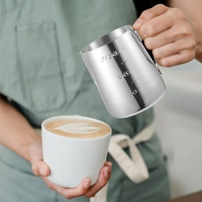 Picture of 350ml Stainless Steel Milk Jug Frothing Frother Coffee Latte Pitcher Measure Cup-Silver