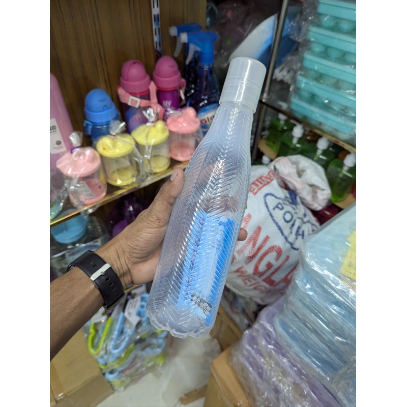 Picture of BPA Free Aqua Classic Plastic Water Bottle 1 Liter (1000ml) High Strength Clear Reusable & Odorless Food Grade Drinking Bottle with Infuser/Strainer Insert, Leak-Proof Cap, Chevron Texture Design, Ideal for Gym, Office, Travel, Kids & Adults.-Multicolor
