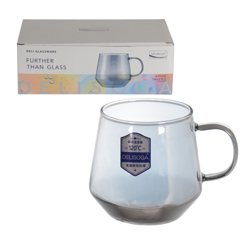 Picture of GPZB57HS Glass Mug 420ML - Dishwasher Safe, Lightweight Borosilicate Glass, Classic Round Design, Black Color, Ideal for Tea, Coffee, and Everyday Use-Black