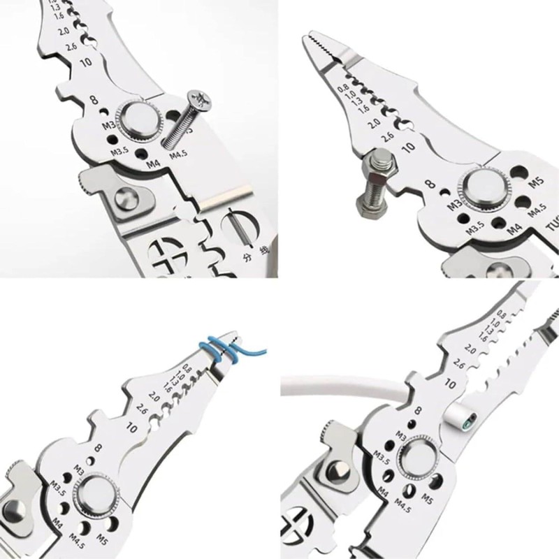 Picture of Multifunctional Wire Stripper Crimper Cable Cutter Pliers, Multipurpose Wire Stripper Crimper Cable Cutter Pliers, Stainless Steel Electrical Wire Strippers and Crimping Tool (1 PCS)-Multicolor