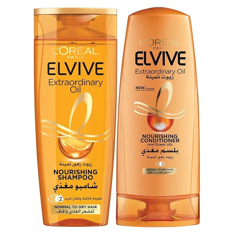 Picture of LOreal Paris Elvive Extraordinary Oil Shampoo 400ml + Conditioner 360 ml - for Normal to Dry Hair